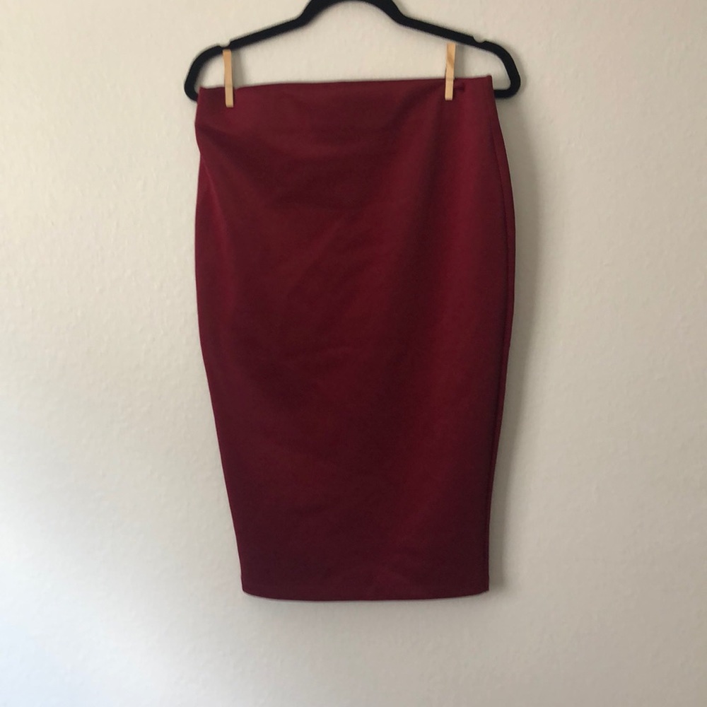 Courtenay Burgundy midi skirt